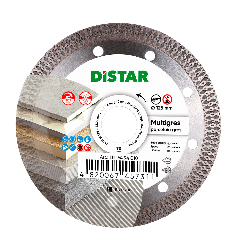 [11115494009] DiStar Multigres 5" Diamond Blade for Ceramic & Porcelain Gres — High-Speed, Thick-Tile Cutting (4-1/2")