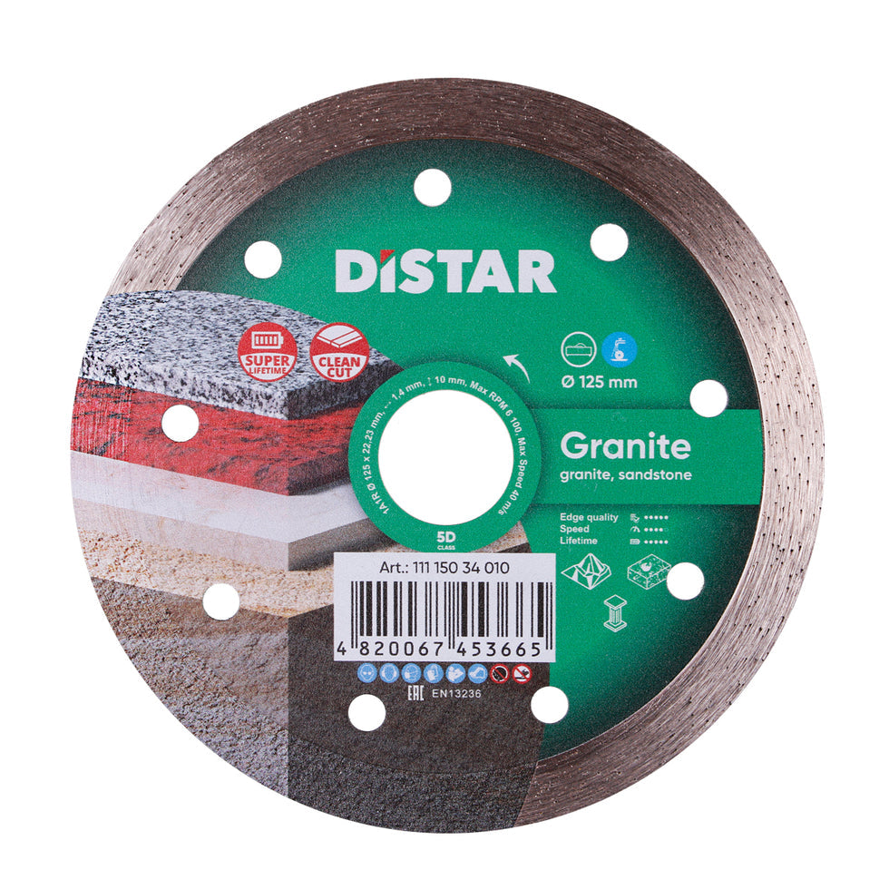 DiStar Granite 4.5" Diamond Blade for Granite & Sandstone — Clean, High-Speed Wet Cutting