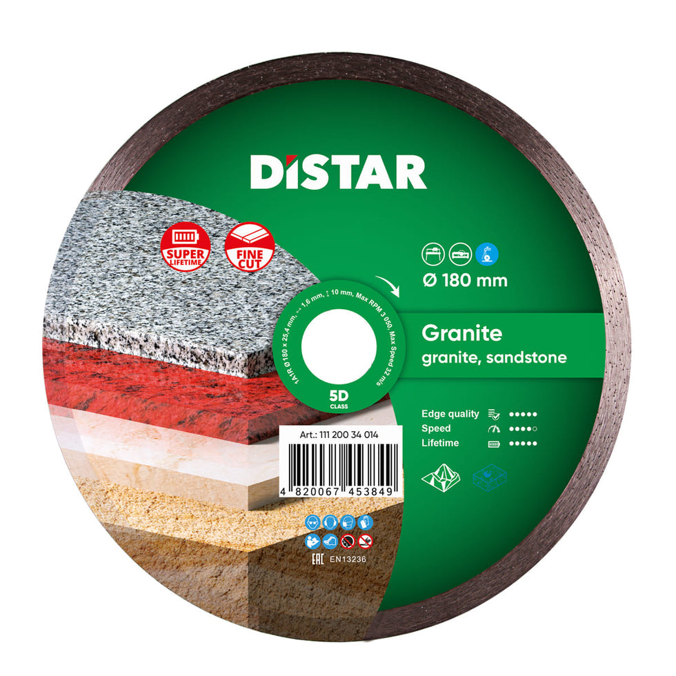 DiStar Granite 4.5" Diamond Blade for Granite & Sandstone — Clean, High-Speed Wet Cutting