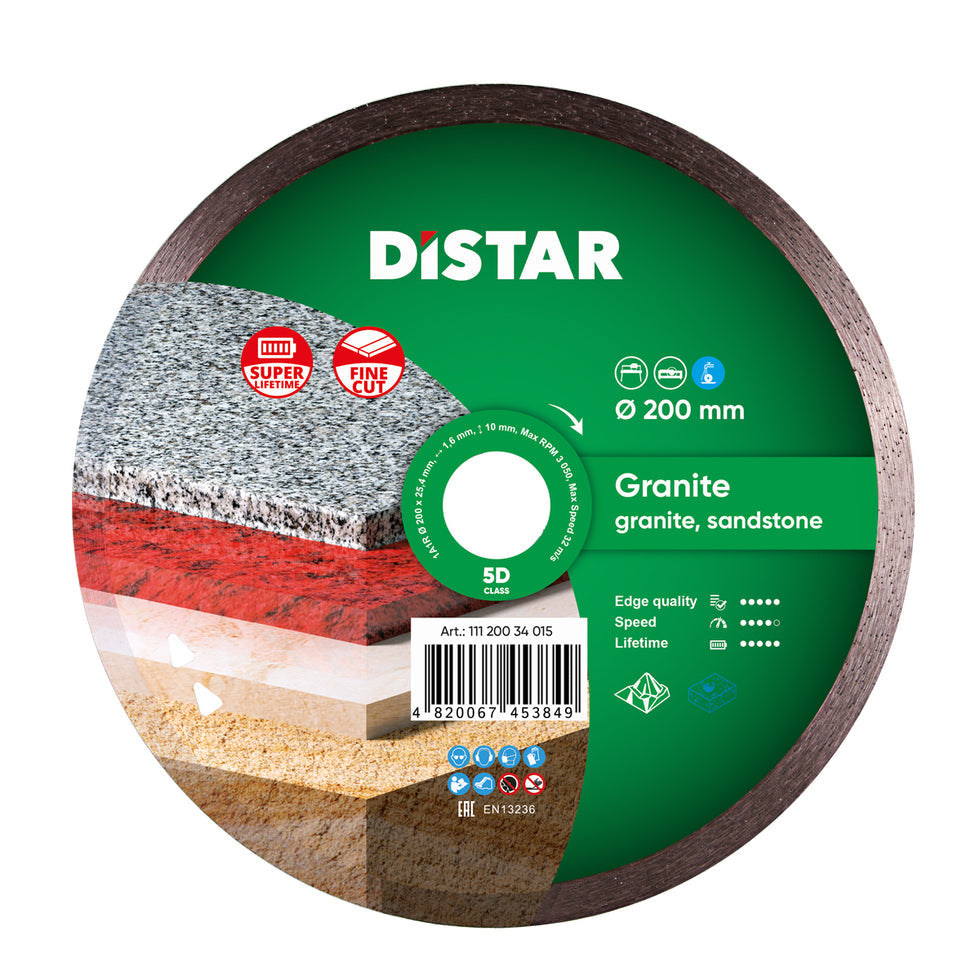 DiStar Granite 4.5" Diamond Blade for Granite & Sandstone — Clean, High-Speed Wet Cutting