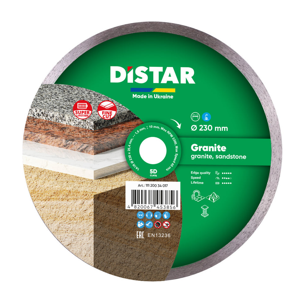 DiStar Granite 4.5" Diamond Blade for Granite & Sandstone — Clean, High-Speed Wet Cutting