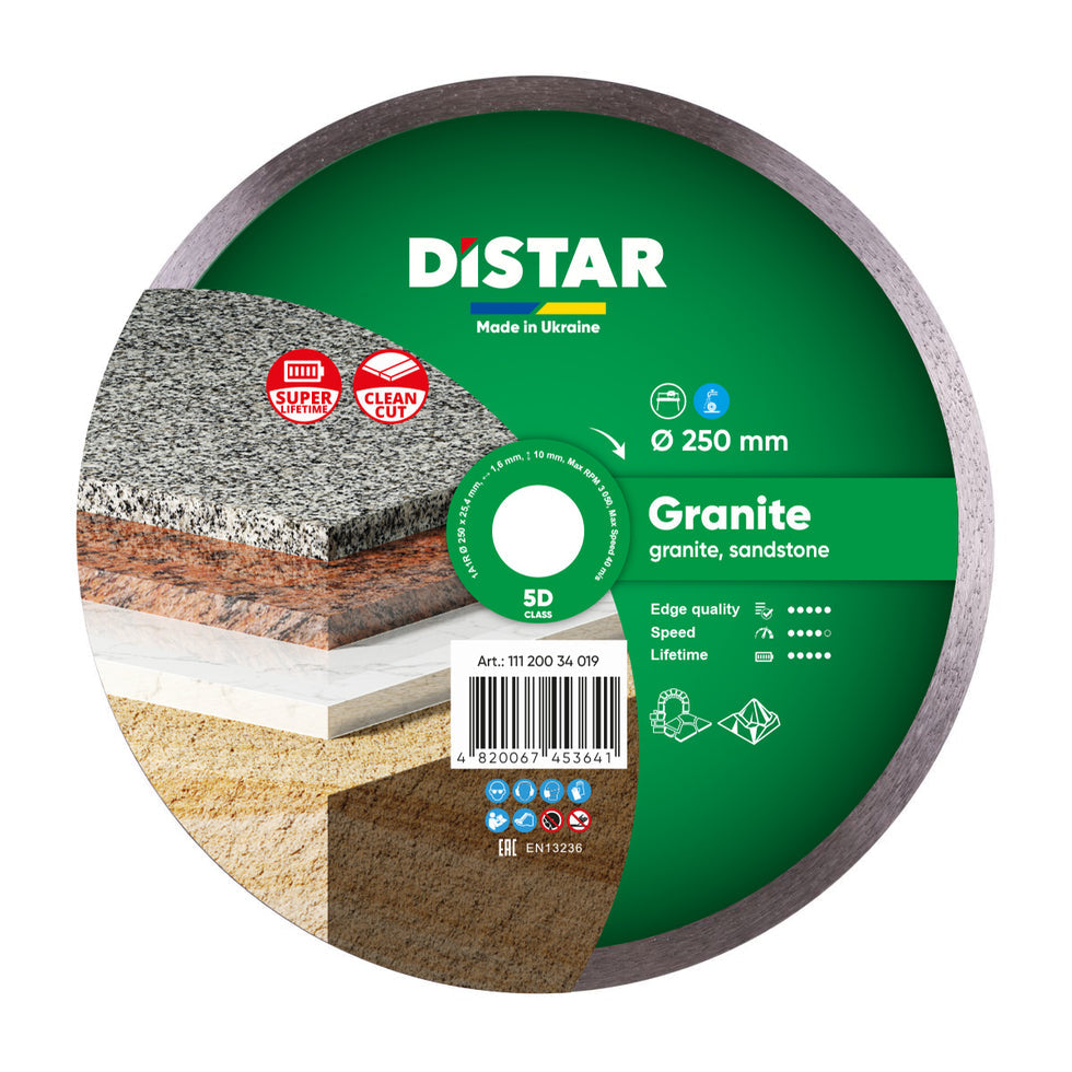 DiStar Granite 4.5" Diamond Blade for Granite & Sandstone — Clean, High-Speed Wet Cutting