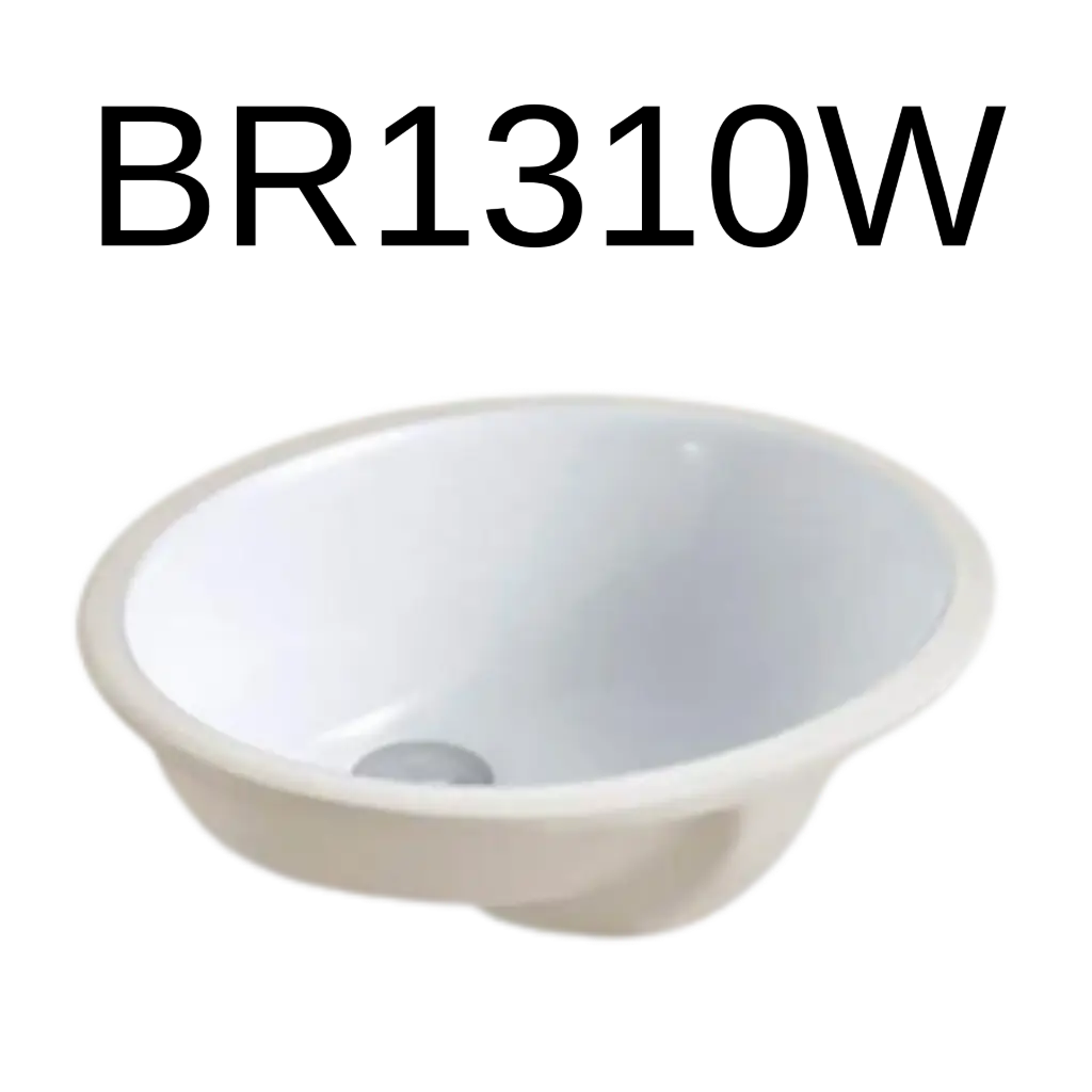 BR1310W - White Color Oval Vanity Sink In. (13" x 10") - Out. (15" x 12" x 7") (copy)