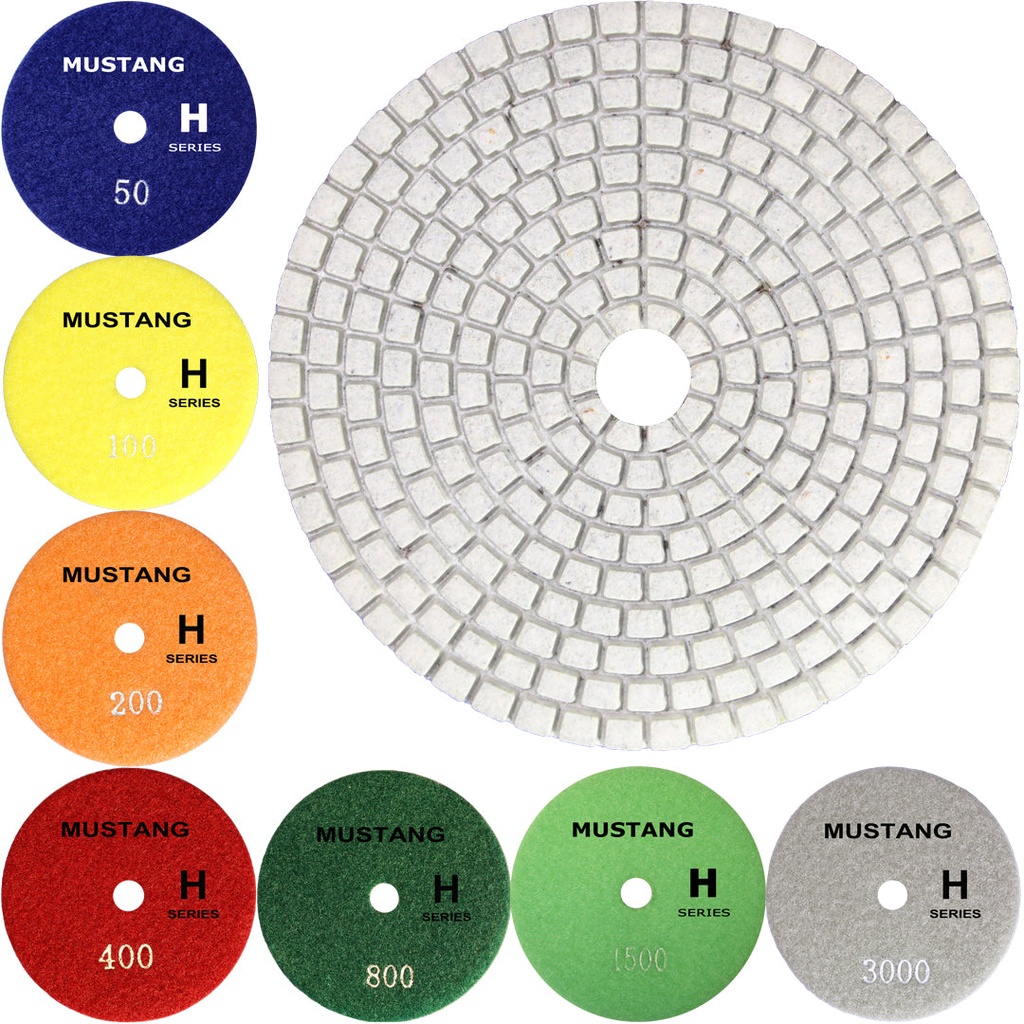 [22932-01001] Mustang-H 4" Wet Polishing Pad for Engineered Stone (#50)