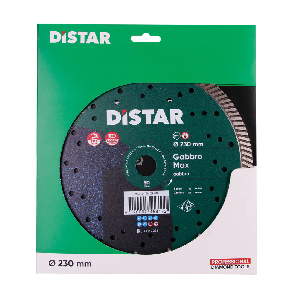 [10115429014] DiStar Gabbro Max Turbo 9" Diamond Blade for Black Granite & Gabbro — High-Speed Dry Cutting (7")