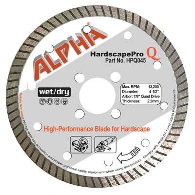 [HPQ045] Alpha HardscapePro Q Turbo Rim Dry Cutting Blade for Hardscape