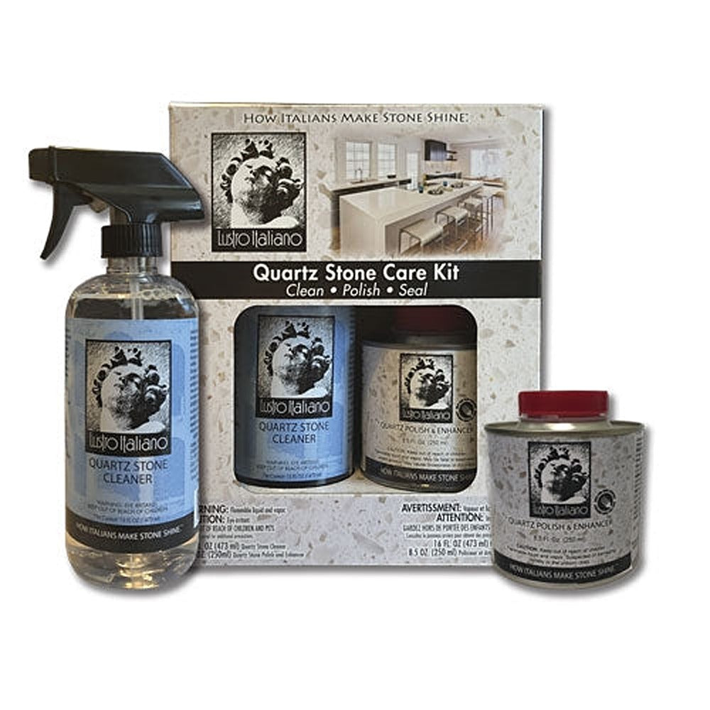 [LUSTROQUARTZSET] Tenax Lustro Italiano Quartz Stone Care Kit — Daily Cleaner + Color-Enhancing Polish for Quartz