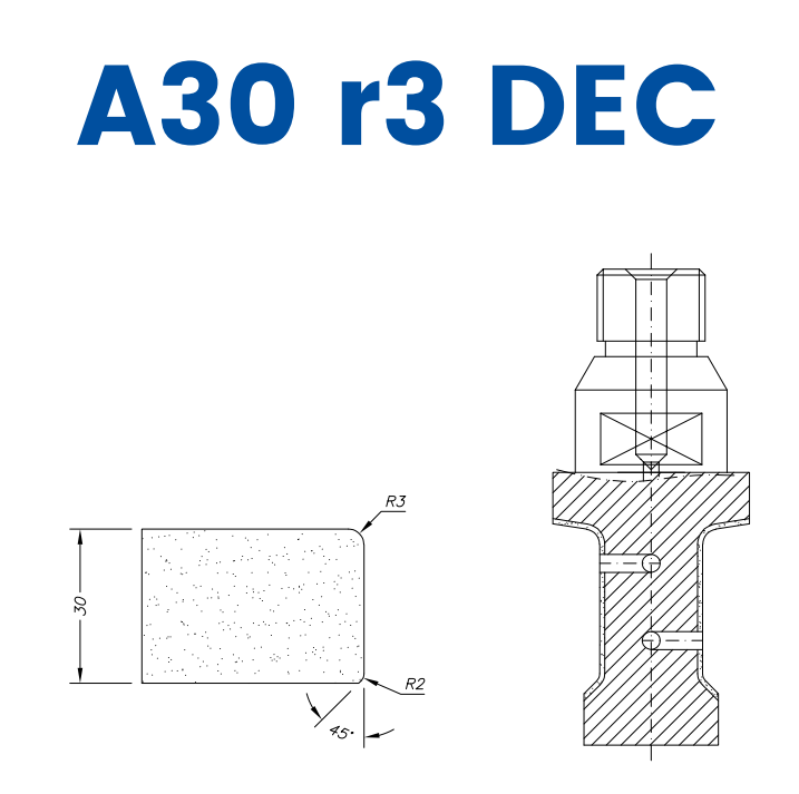 SCE21D239 LINE 20 30mm r3 Eased Edge DEC Profile A30 r3 DEC Position 1 EHS EHS Kit (all materials, high speed)