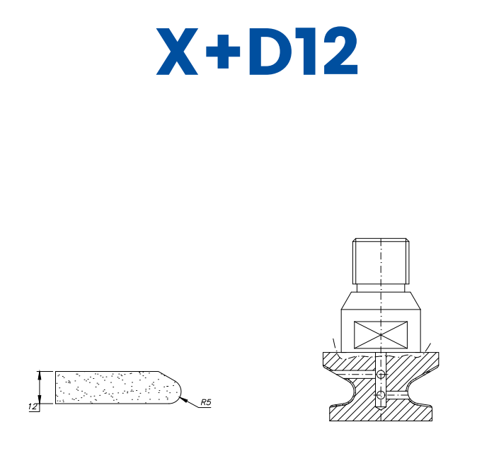 [X+D12-L20-SC25084] SCE21110 LINE 20 12mm Knoll/Sharknose Profile X+D12 Position 1 EHS EHS Kit (all materials, high speed) (6, Electroplated Kit (soft materials marble))