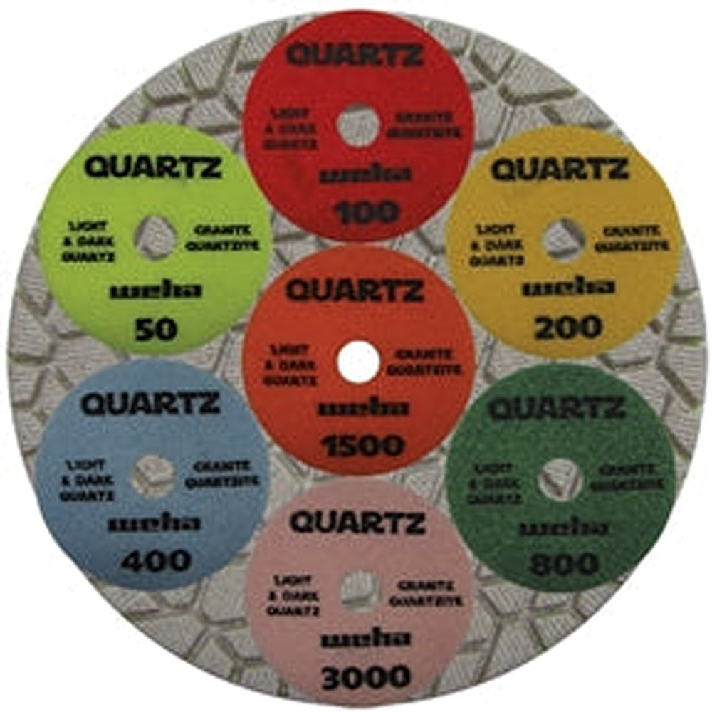 [164SET] Weha 4” Quartz Diamond Polishing Pads - WET