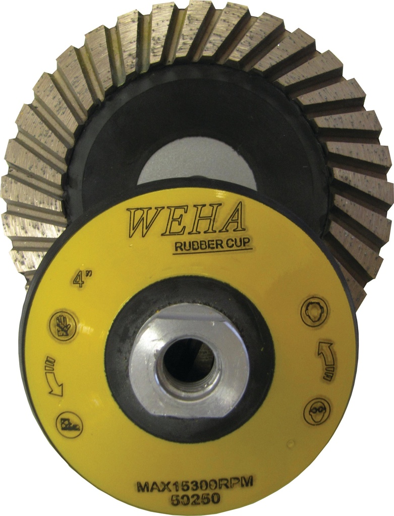 [50256] Weha Rubber Diamond Cupwheel (4", Coarse)
