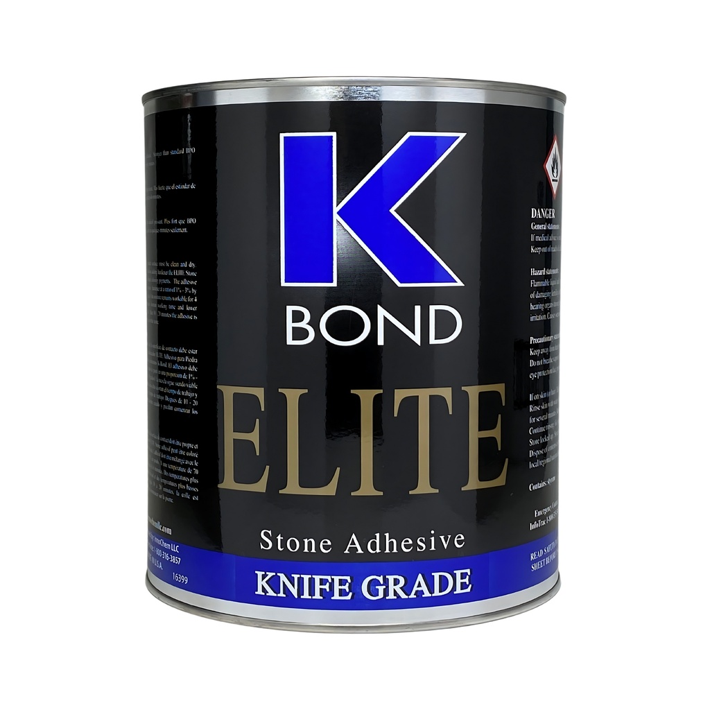 K-Bond ELITE Acrylic Blend Knife Grade Stone Adhesive — Clear, UV-Stable, Fast-Set (Quart)