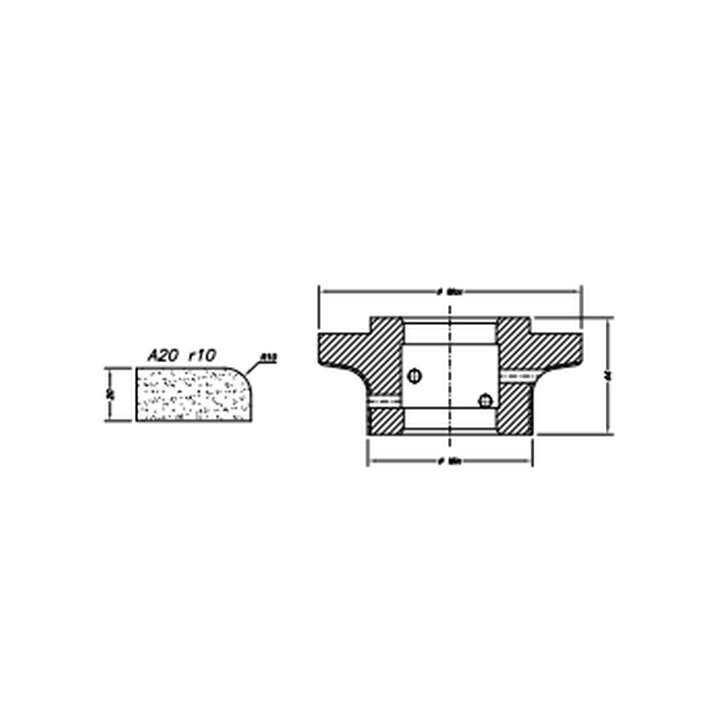 [SC72002] Marmo Elettromeccanica A20 r10 Eased Edge (Round Edge) - 20mm Diamond Profiling Wheel - Line 60 CNC Bore 35mm (00, EHS Kit)