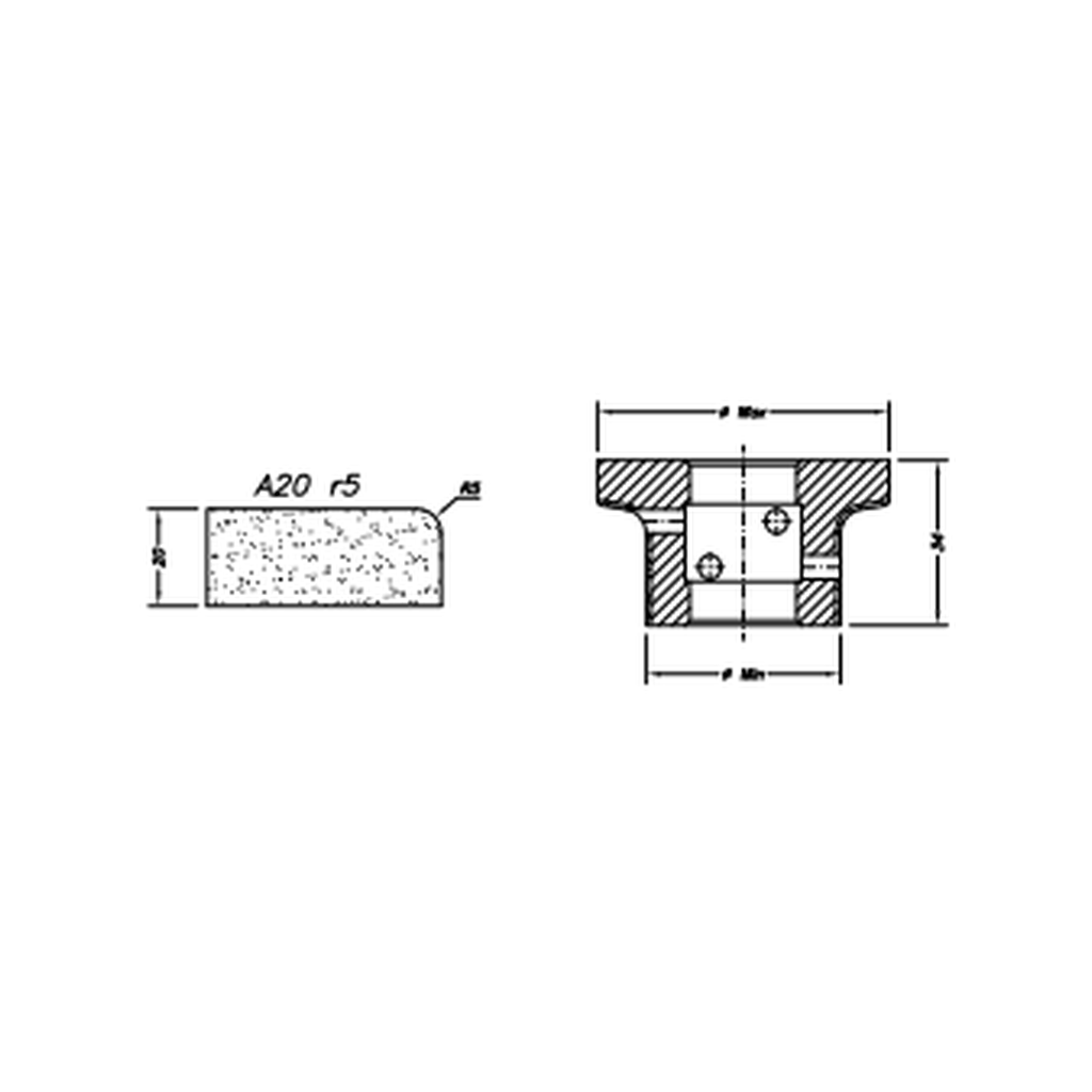 [SCE41001] Marmo Elettromeccanica A20 r5 Eased Edge (Round Edge) - 20mm Diamond Profiling Wheel - Line 40 CNC Bore 22mm (1, EHS Kit)