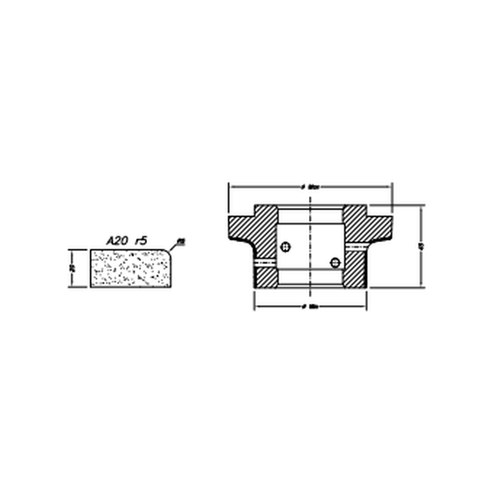 Marmo Elettromeccanica A20 r5 Eased Edge (Round Edge) - 20mm Diamond Profiling Wheel - Line 60 CNC Bore 35mm