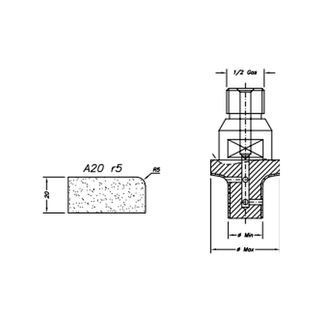 [SS67001] Marmo Elettromeccanica A20 r5 Eased Edge (Round Edge) - 20mm Diamond Profiling Wheel - Router Bit (1, IW Electroplated Kit)
