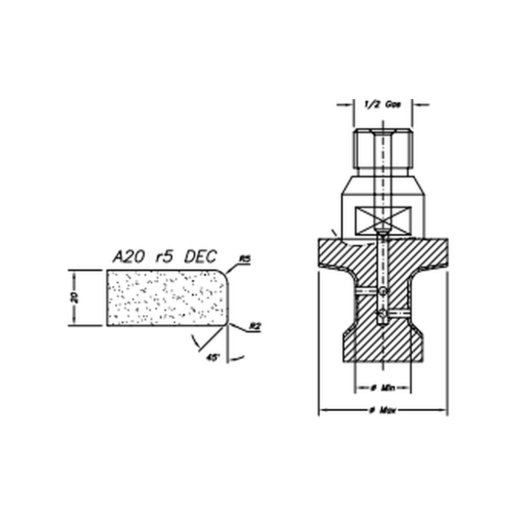 [SCE21D523] Marmo Elettromeccanica A20 r5 DEC Eased Edge (Round Edge) - 20mm Diamond Profiling Wheel - Line 20 CNC 1/2 Gas Sinkhole Closed Profile (1, EHS Kit)