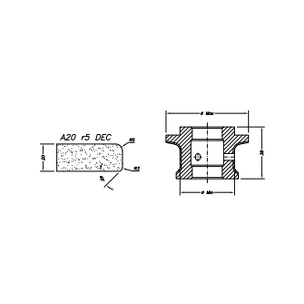 [SCE41D523] Marmo Elettromeccanica A20 r5 DEC Eased Edge (Round Edge) - 20mm Diamond Profiling Wheel - Line 40 CNC Bore 22mm Closed Profile (1, EHS Kit)
