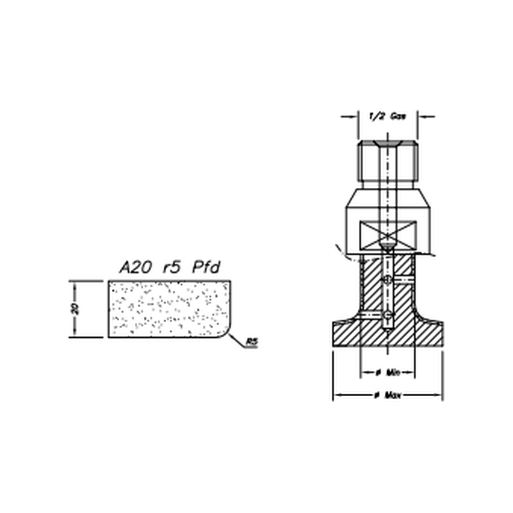 [SC27320] Marmo Elettromeccanica A20 r5 PFD Eased Edge (Round Edge) - 20mm Diamond Profiling Wheel - Line 20 CNC 1/2 Gas Sinkhole Polished Face Down (1, Electroplated Kit)