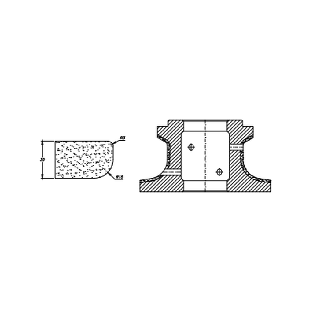 [SC72196] Marmo Elettromeccanica A30 r10 PFD DEC Eased Edge (Round Edge) - 30mm Diamond Profiling Wheel - Line 60 CNC Bore 35mm Polished Face Down Closed Profile (00, EHS Kit)