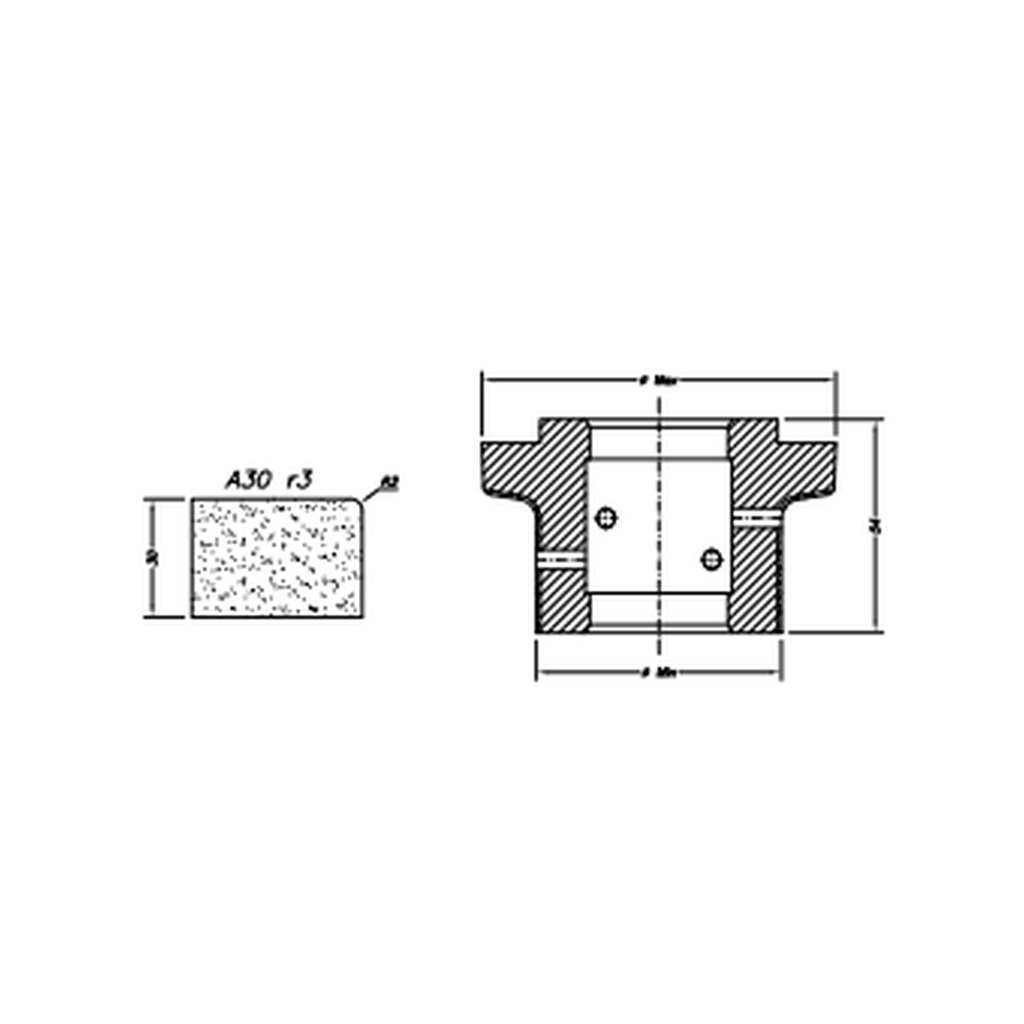 Marmo Elettromeccanica A30 r3 Eased Edge (Round Edge) - 30mm Diamond Profiling Wheel - Line 60 CNC Bore 35mm