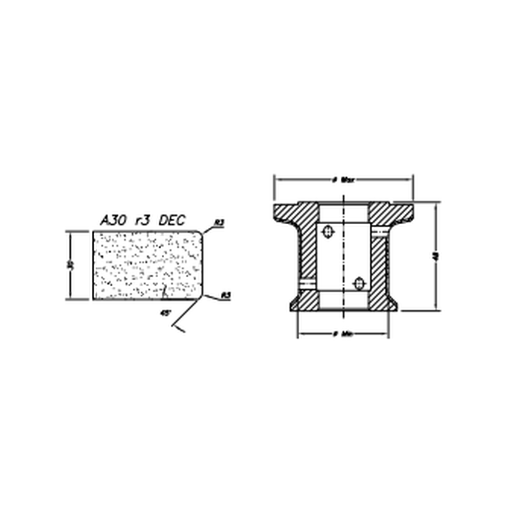 [SCE41D239] Marmo Elettromeccanica A30 r3 DEC Eased Edge (Round Edge) - 30mm Diamond Profiling Wheel - Line 40 CNC Bore 22mm Closed Profile (1, EHS Kit)