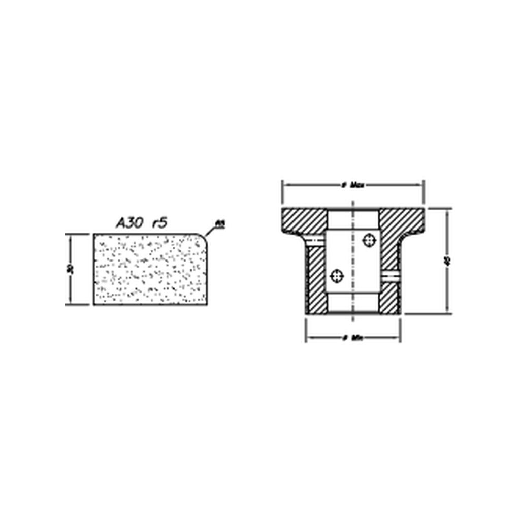 Marmo Elettromeccanica A30 r5 Eased Edge (Round Edge) - 30mm Diamond Profiling Wheel - Line 40 CNC Bore 22mm