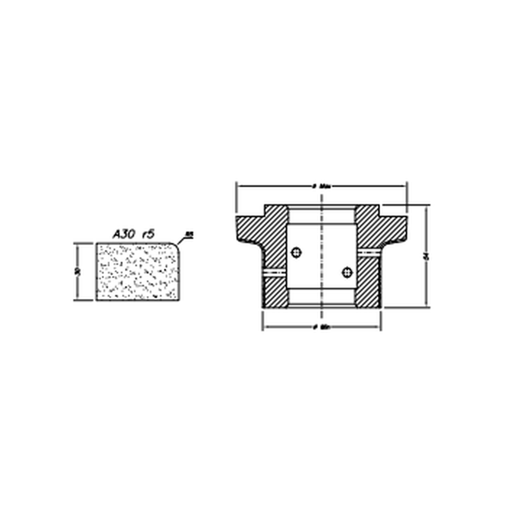 Marmo Elettromeccanica A30 r5 Eased Edge (Round Edge) - 30mm Diamond Profiling Wheel - Line 60 CNC Bore 35mm