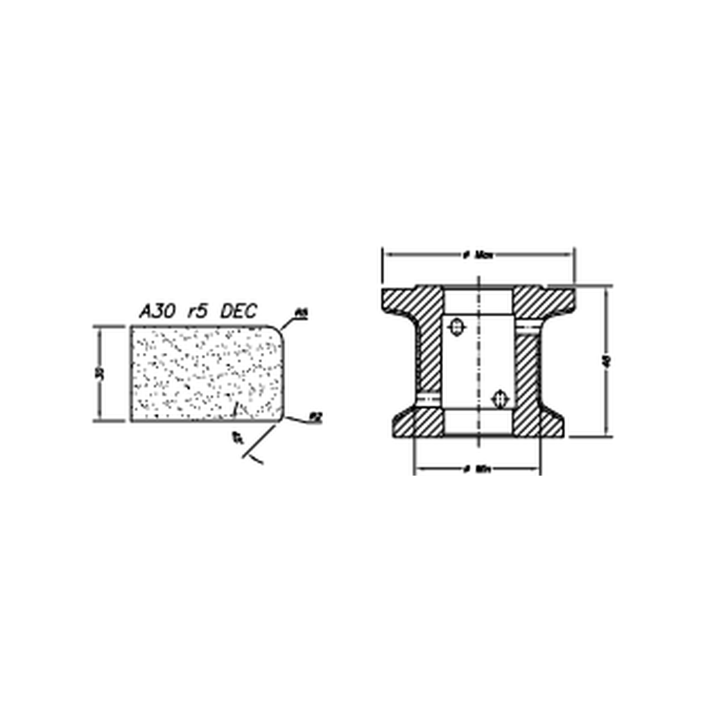 [SCE41D521] Marmo Elettromeccanica A30 r5 DEC Eased Edge (Round Edge) - 30mm Diamond Profiling Wheel - Line 40 CNC Bore 22mm Closed Profile (1, EHS Kit)