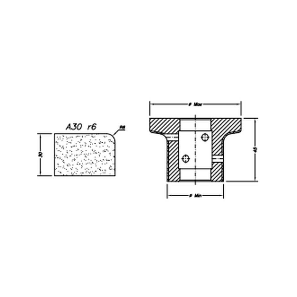 [SCE41006] Marmo Elettromeccanica A30 r6 Eased Edge (Round Edge) - 30mm Diamond Profiling Wheel - Line 40 CNC Bore 22mm (1, EHS Kit)