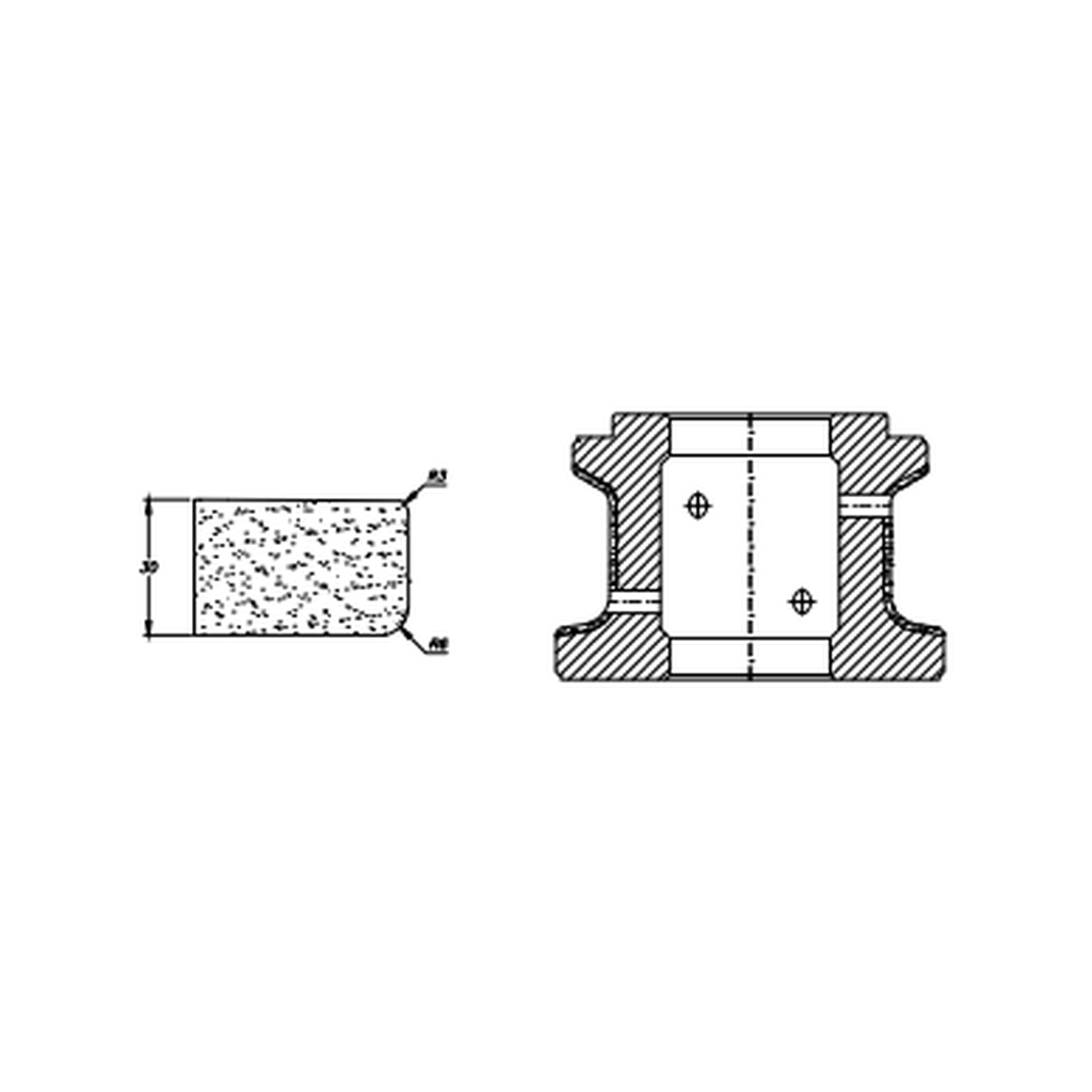 Marmo Elettromeccanica A30 r6 PFD DEC Eased Edge (Round Edge) - 30mm Diamond Profiling Wheel - Line 60 CNC Bore 35mm Polished Face Down Closed Profile