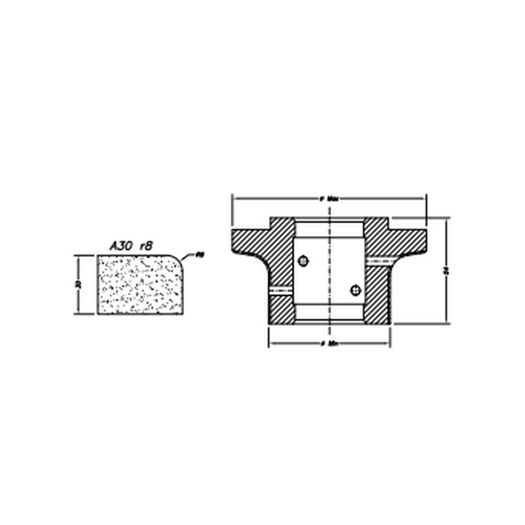 Marmo Elettromeccanica A30 r8 Eased Edge (Round Edge) - 30mm Diamond Profiling Wheel - Line 60 CNC Bore 35mm