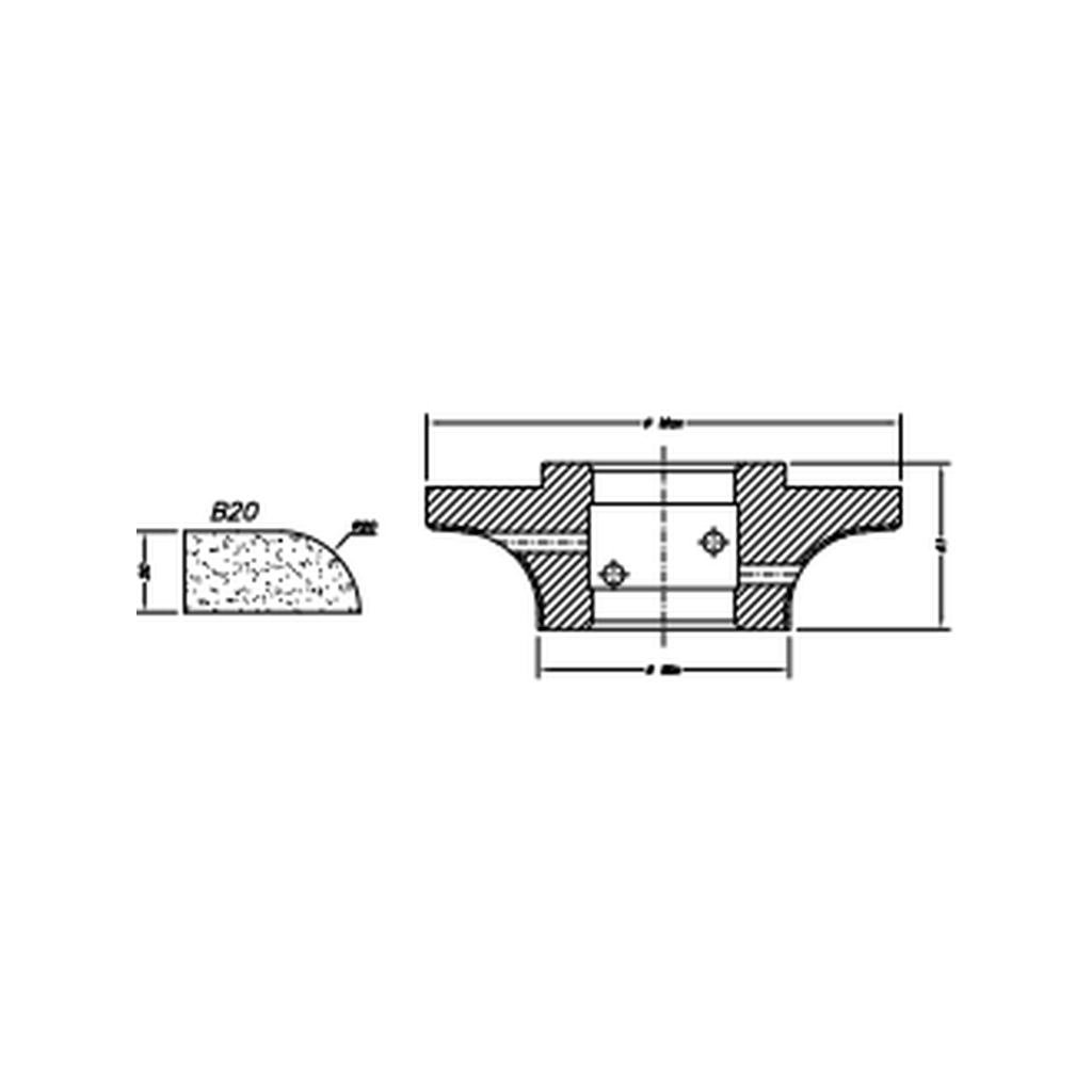 Marmo Elettromeccanica B20 Demi Bullnose - 20mm Diamond Profiling Wheel - Line 60 CNC Bore 35mm
