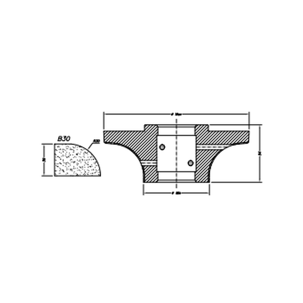 [SC72027] Marmo Elettromeccanica B30 Demi Bullnose - 30mm Diamond Profiling Wheel - Line 60 CNC Bore 35mm (00, EHS Kit)