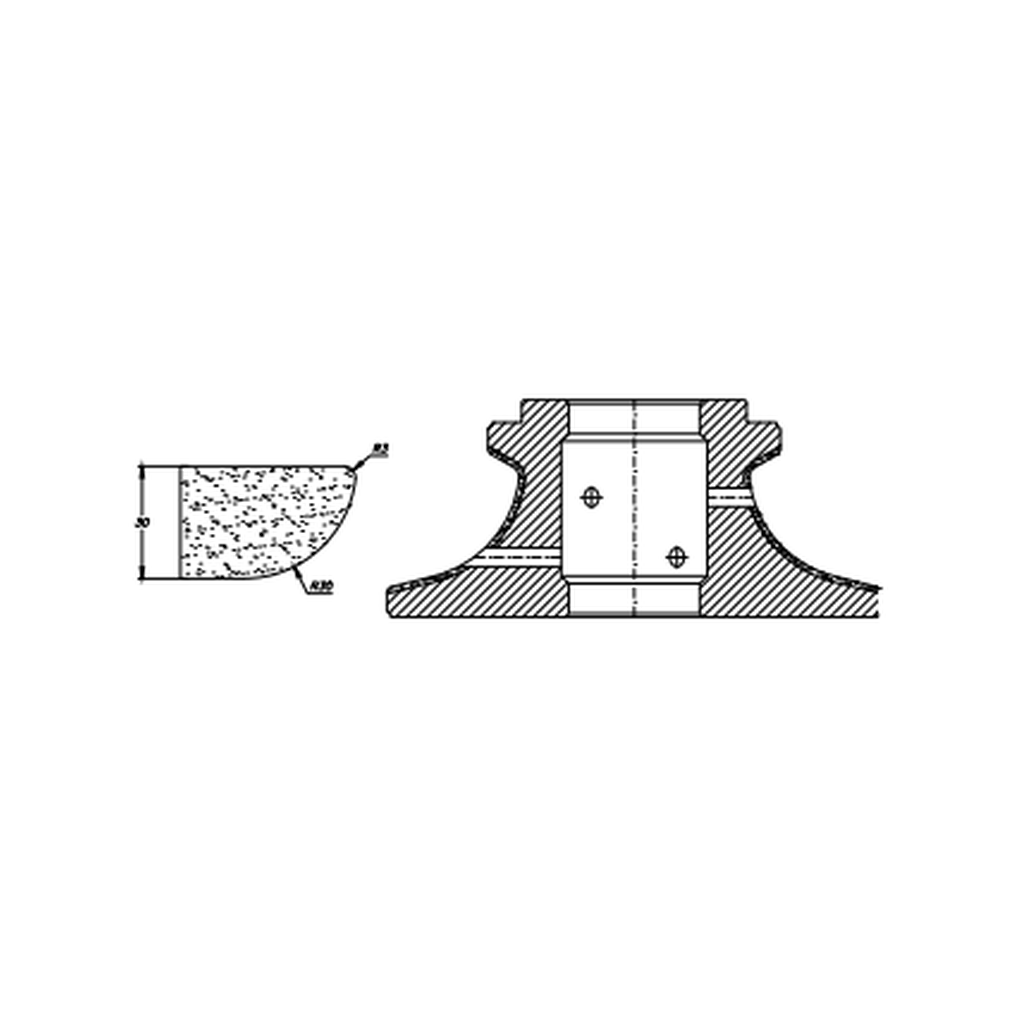 [SCE61188] Marmo Elettromeccanica B30 PFD DEC Demi Bullnose - 30mm Diamond Profiling Wheel - Line 60 CNC Bore 35mm Polished Face Down Closed Profile (1, EHS Kit)