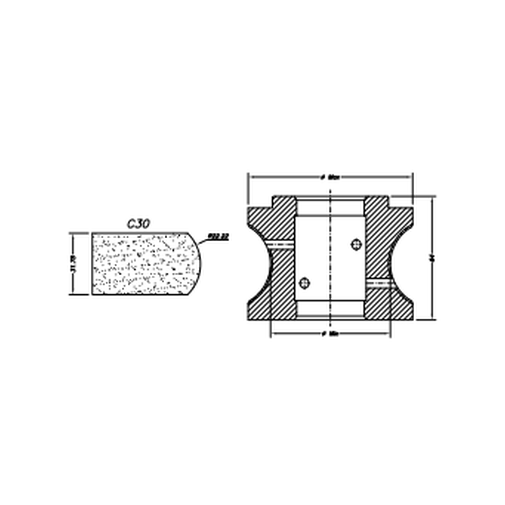 [SCE61089] Marmo Elettromeccanica C30 Pencil Crescent - 30mm Diamond Profiling Wheel - Line 60 CNC Bore 35mm (1, EHS Kit)