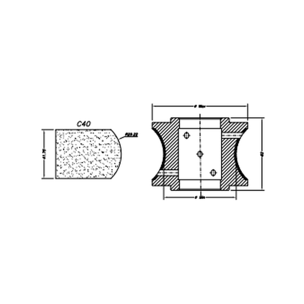Marmo Elettromeccanica C40 Pencil Crescent - 40mm Diamond Profiling Wheel - Line 60 CNC Bore 35mm