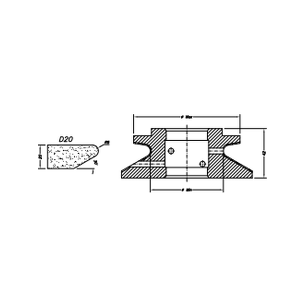 [SC72311] Marmo Elettromeccanica D20 Shark Nose - 20mm Diamond Profiling Wheel - Line 60 CNC Bore 35mm (00, EHS Kit)