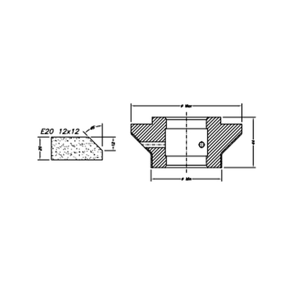 Marmo Elettromeccanica E20 12x12 Bevel Edge - 20mm Diamond Profiling Wheel - Line 60 CNC Bore 35mm