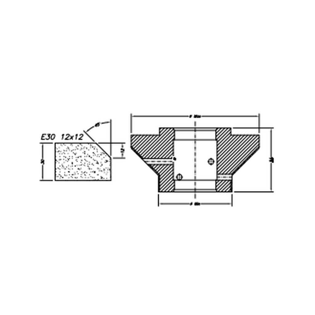 Marmo Elettromeccanica E30 12x12 Bevel Edge - 30mm Diamond Profiling Wheel - Line 60 CNC Bore 35mm