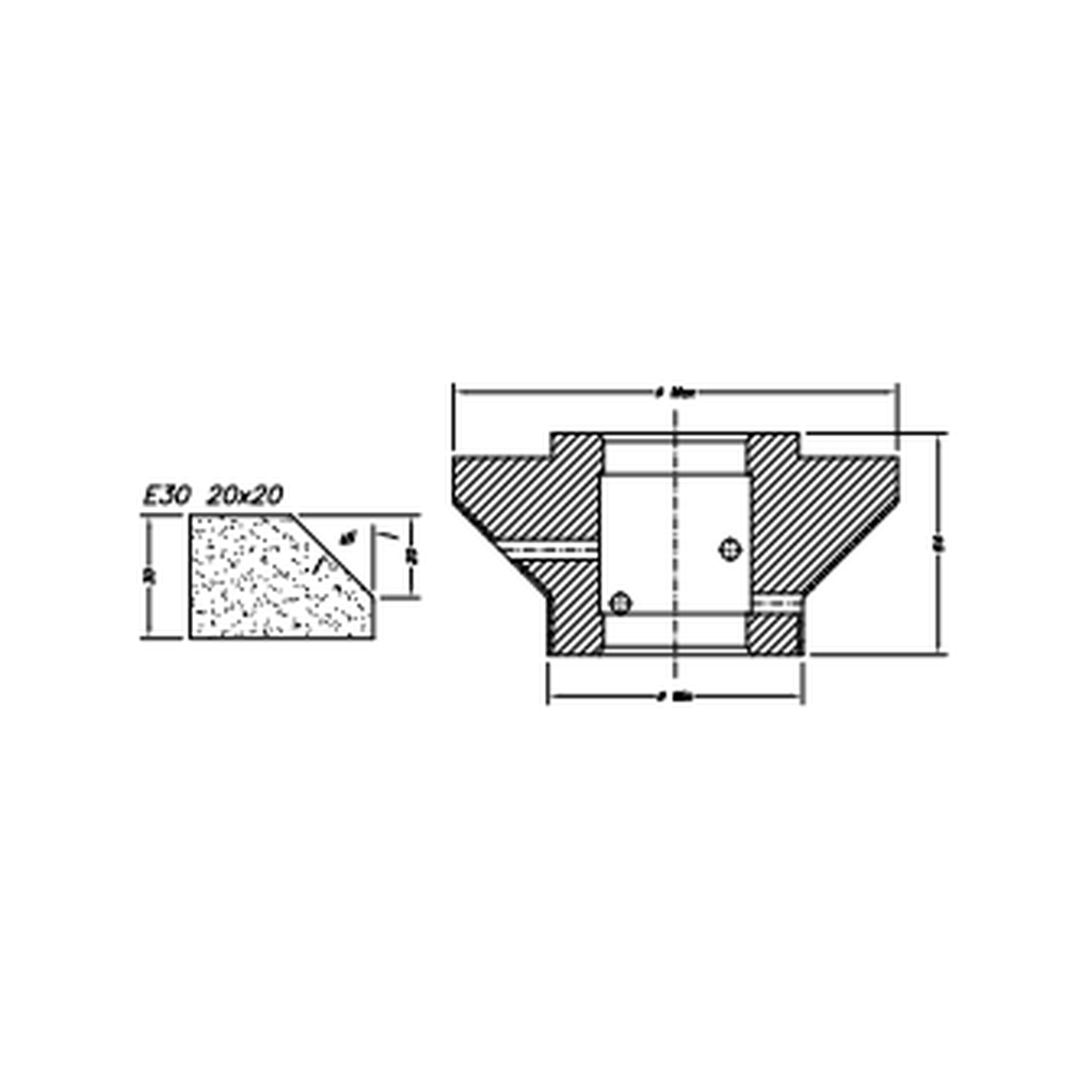 [SC72046] Marmo Elettromeccanica E30 20x20 Bevel Edge - 30mm Diamond Profiling Wheel - Line 60 CNC Bore 35mm (00, EHS Kit)