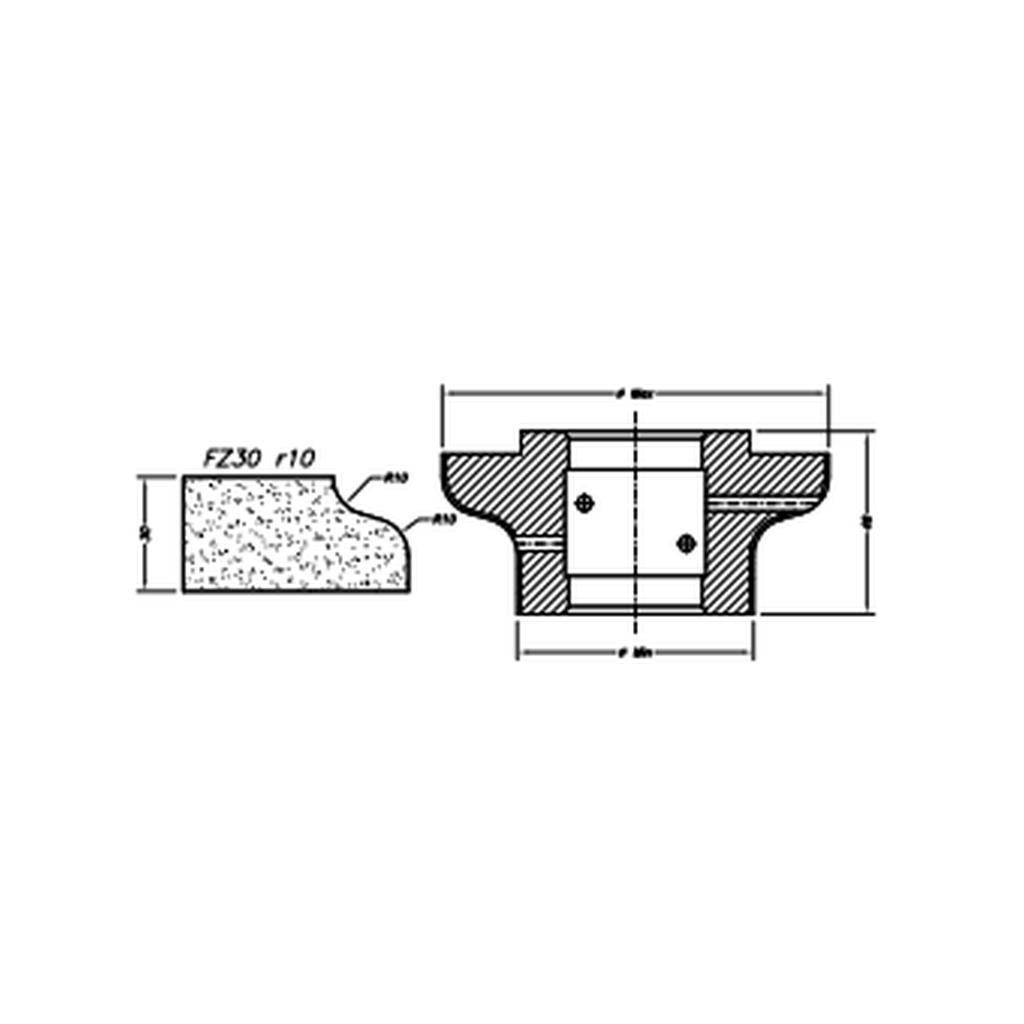Marmo Elettromeccanica FZ30 Ogee Flat - 30mm Diamond Profiling Wheel - Line 60 CNC Bore 35mm