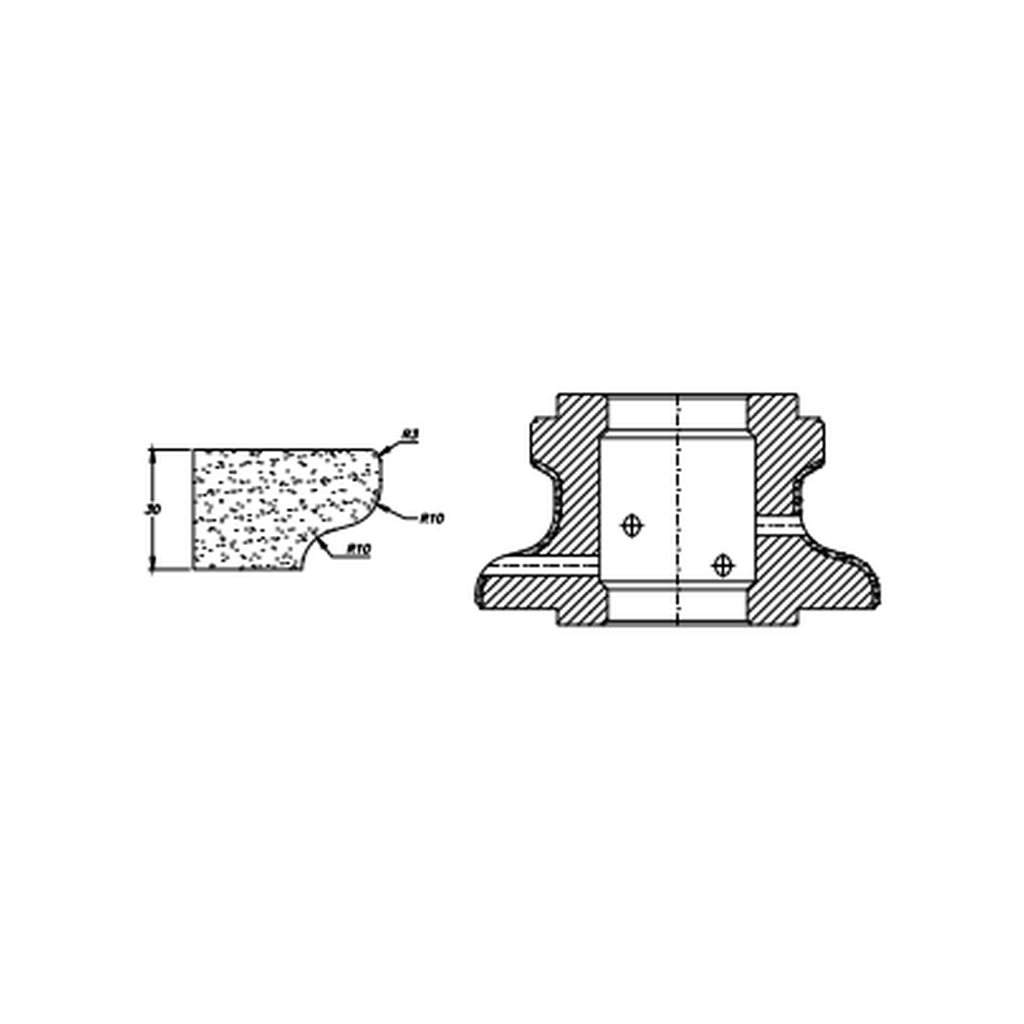 Marmo Elettromeccanica FZ30 PFD DEC Ogee Flat - 30mm Diamond Profiling Wheel - Line 60 CNC Bore 35mm Polished Face Down Closed Profile