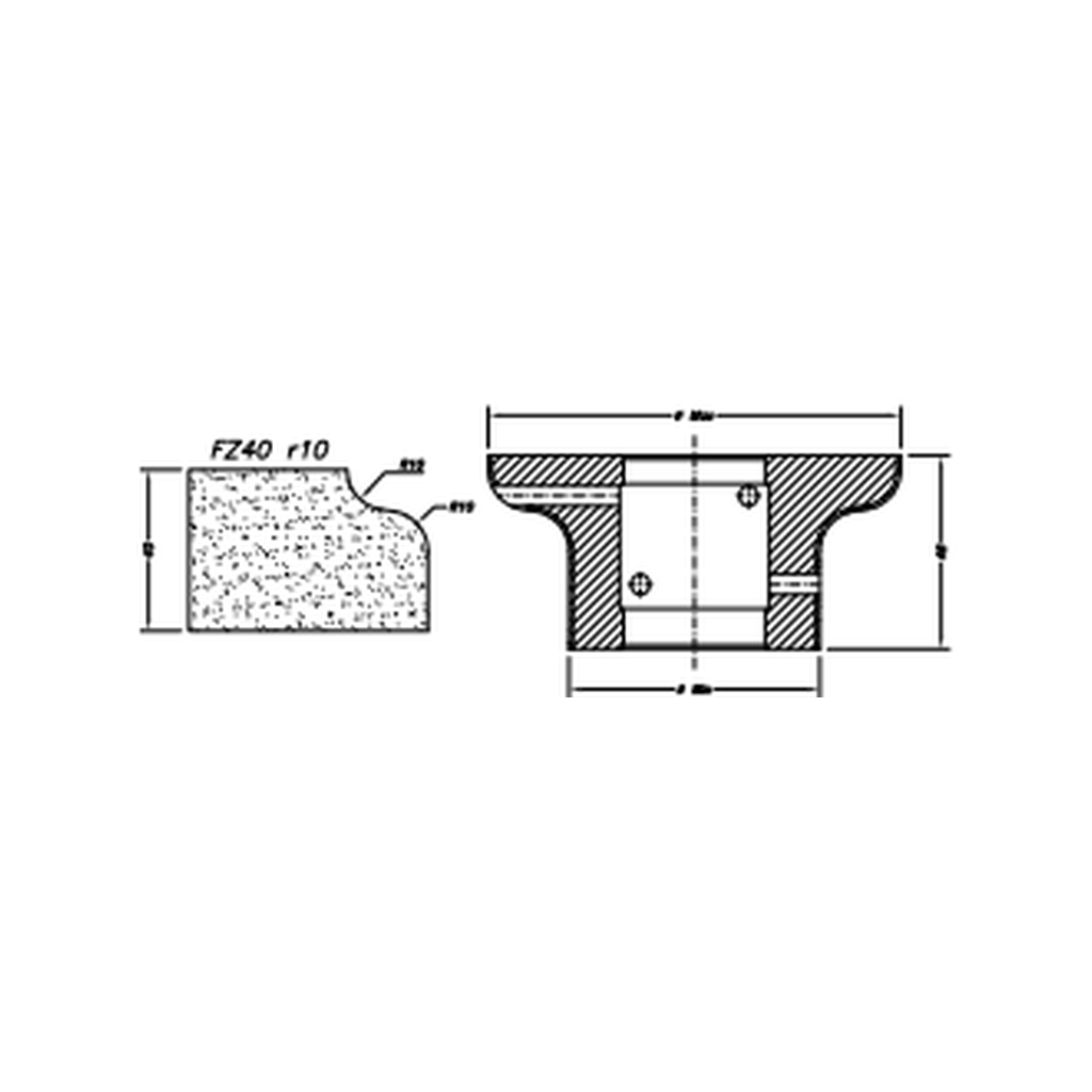 Marmo Elettromeccanica FZ40 r10 Ogee Flat - 40mm Diamond Profiling Wheel - Line 60 CNC Bore 35mm