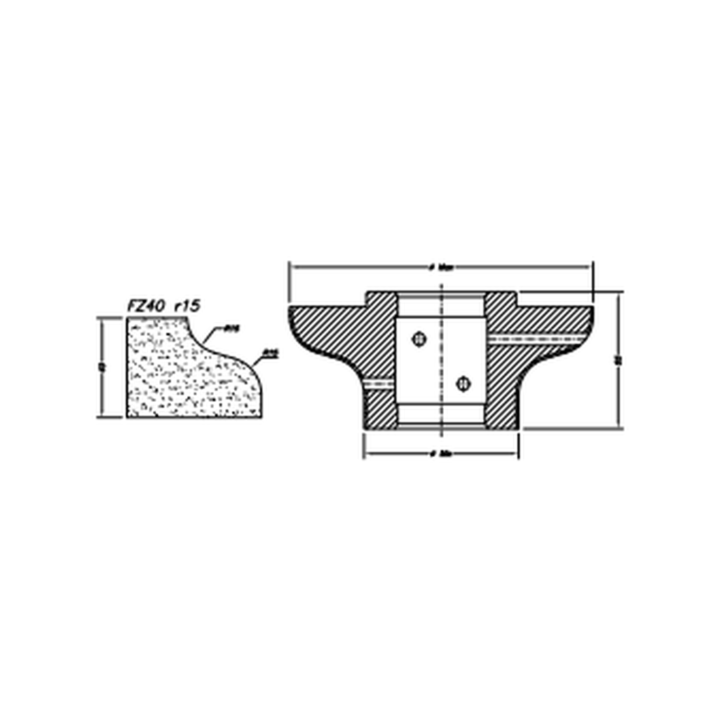 [SCE61076] Marmo Elettromeccanica FZ40 r15 Ogee Flat - 40mm Diamond Profiling Wheel - Line 60 CNC Bore 35mm (1, EHS Kit)