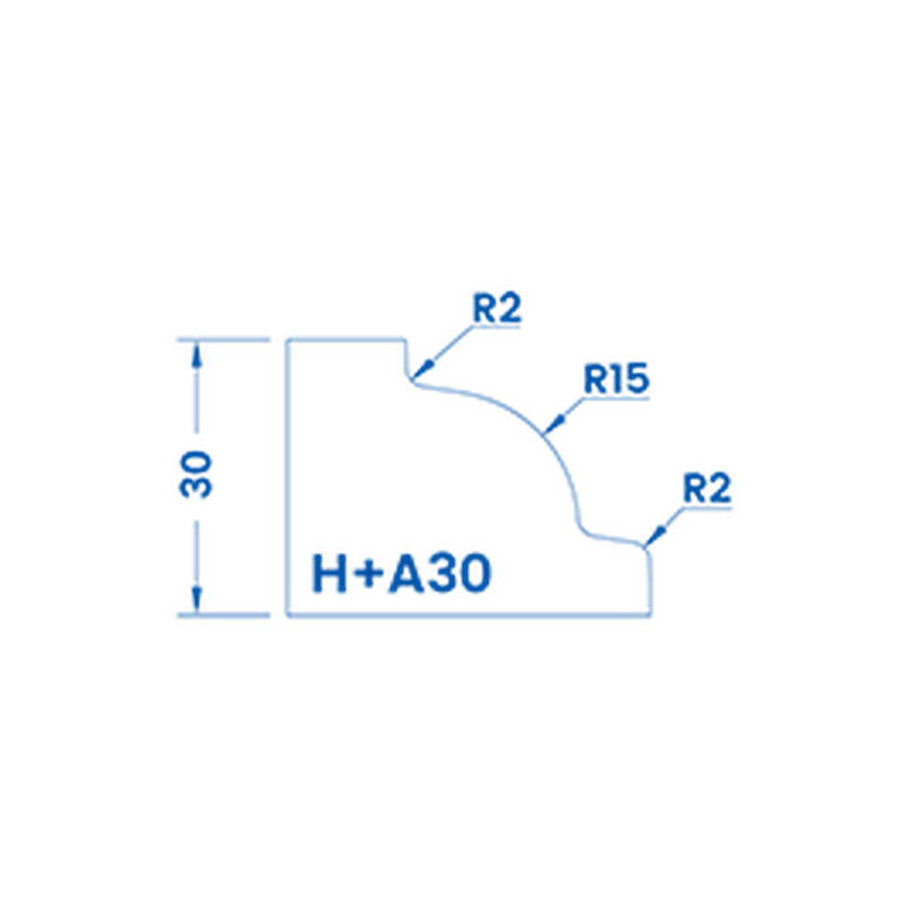 Marmo Elettromeccanica H+A30 Stepped Dupont - 30mm Diamond Profiling Wheel - Router Bit