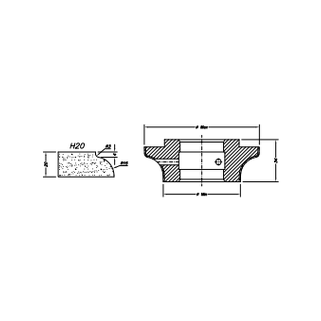 [SS67056] Marmo Elettromeccanica H20 Dupont - 20mm Diamond Profiling Wheel - Router Bit (1, IW Electroplated Kit)