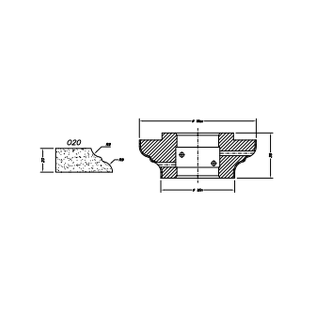[SC72070] Marmo Elettromeccanica O20 Full Bullnose - 20mm Diamond Profiling Wheel - Line 60 CNC Bore 35mm (00, EHS Kit)