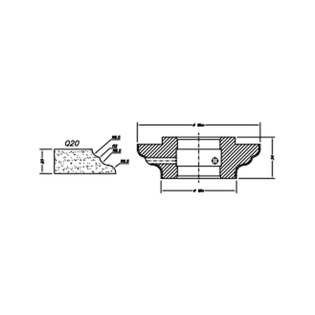 Marmo Elettromeccanica Q20 Quarter Round - 20mm Diamond Profiling Wheel - Router Bit