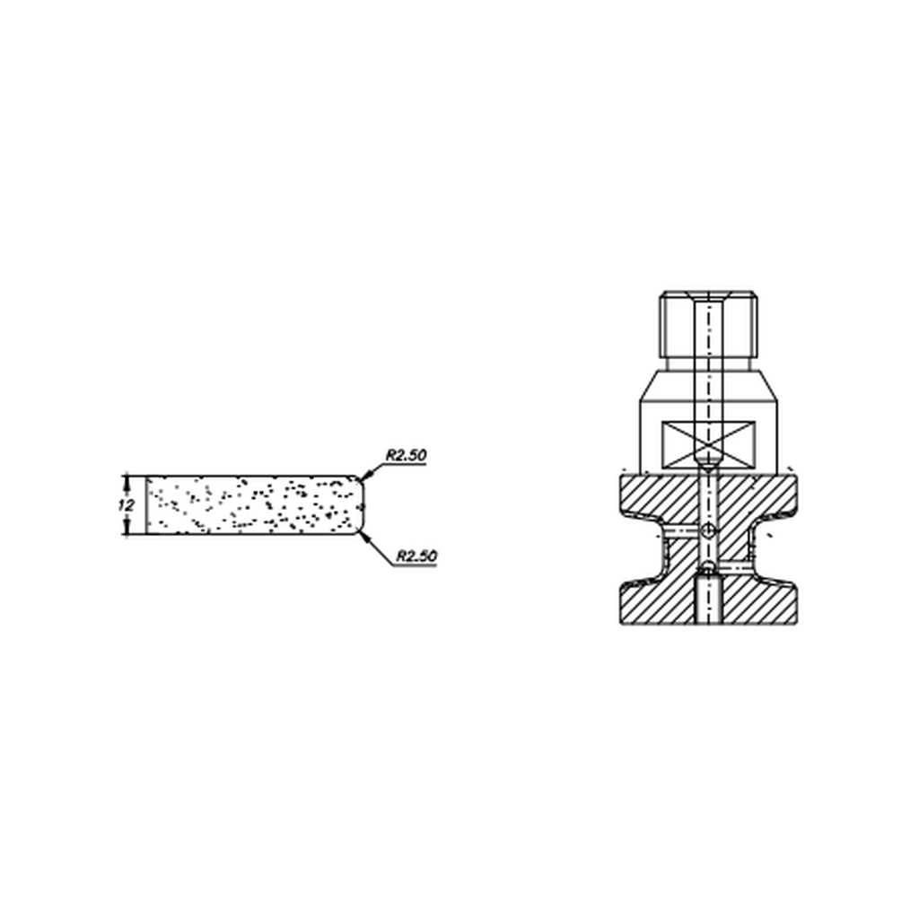Marmo Elettromeccanica T12 r2.5 Flat Bevel - 12mm Diamond Profiling Wheel - Line 20 CNC 1/2 Gas Sinkhole